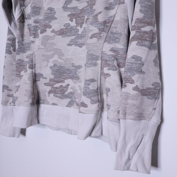 ATHLETA Triumph Printed Hoodie Grey Gypsum Camo Zip Up Stretch Active Women's M - Picture 11 of 14